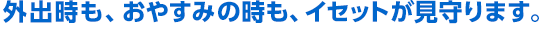 外出時も、おやすみの時も、イセットが見守ります。